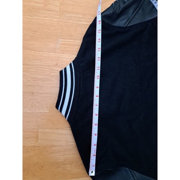 REASON Sport Varsity Letter Bomber Jacket Men's Sz Small Black Wool Blend Lined - Picture 9 of 13